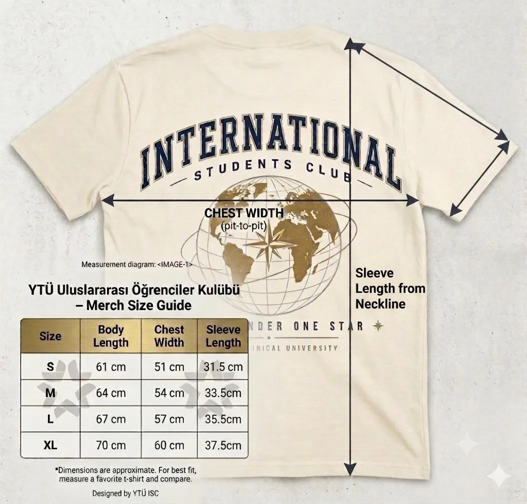 T-shirt measurement diagram and size chart